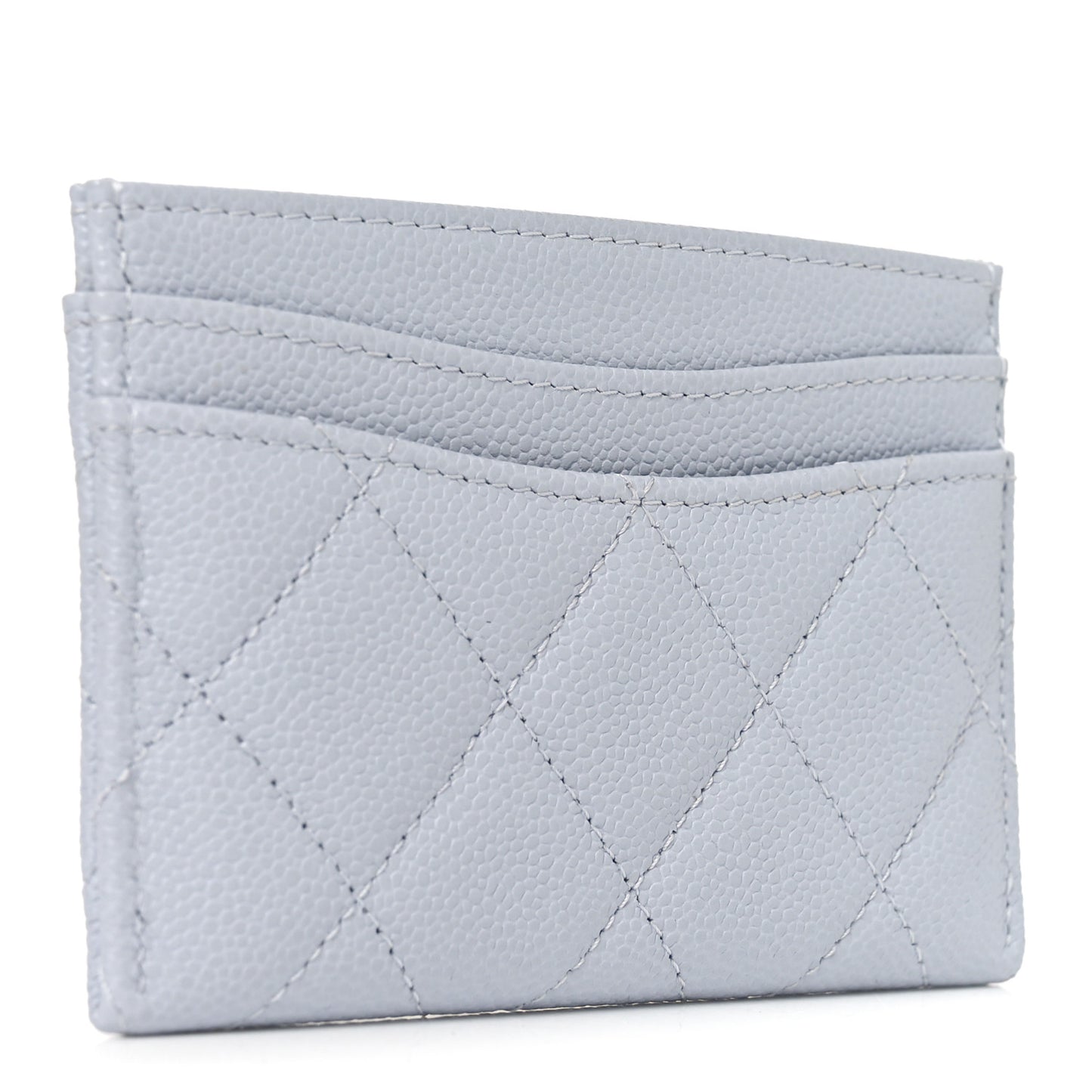 Caviar Quilted Card Holder Light Blue
