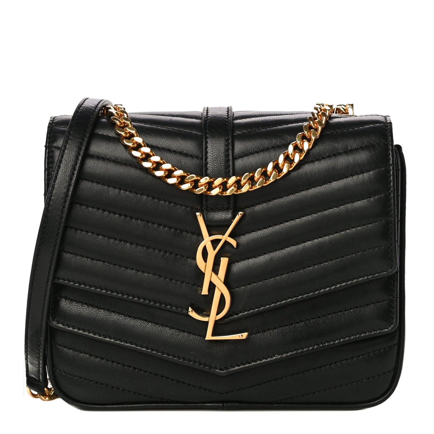 Lambskin Matelasse Chevron Monogram Small Sulpice Bag Black