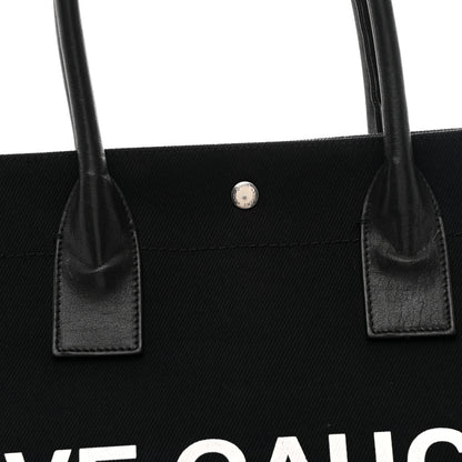 Saint Laurent Linen Calfskin Rive Gauche Tote Black 8 of 12