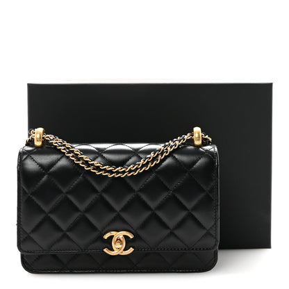Chanel Calfskin Quilted Perfect Fit Wallet On Chain WOC Black 12 of 12
