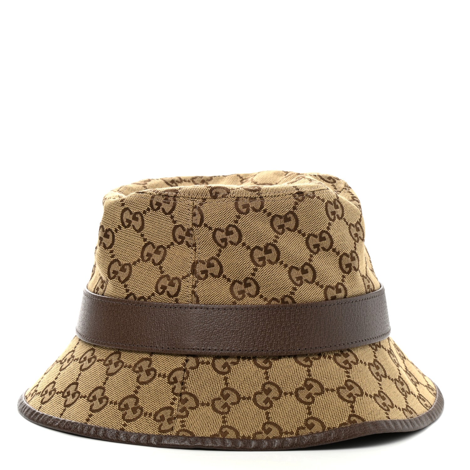 Gucci Monogram Textured Dollar Calfskin GG Jago Bucket Hat S Cacao Beige 5 of 9