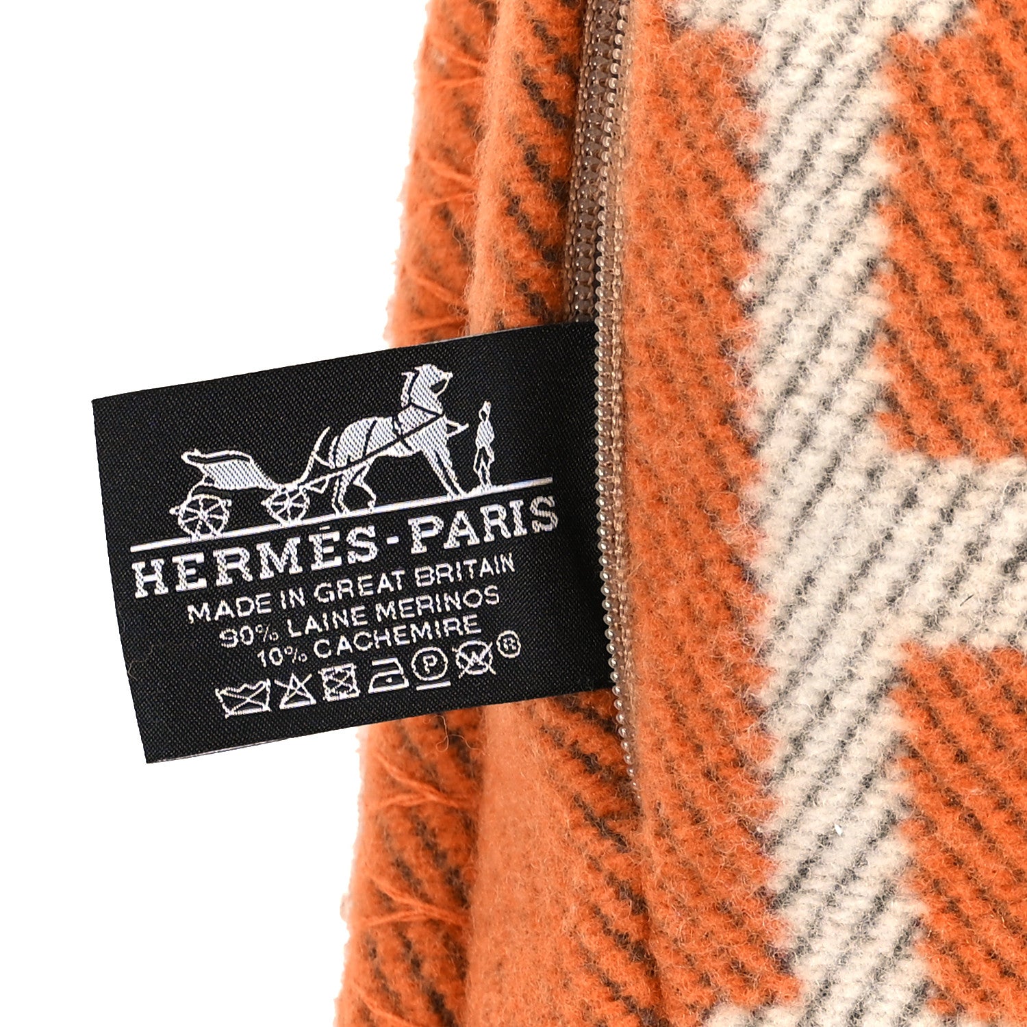 Hermes Wool Cashmere Avalon Pillow PM Ecru Potiron 3 of 4