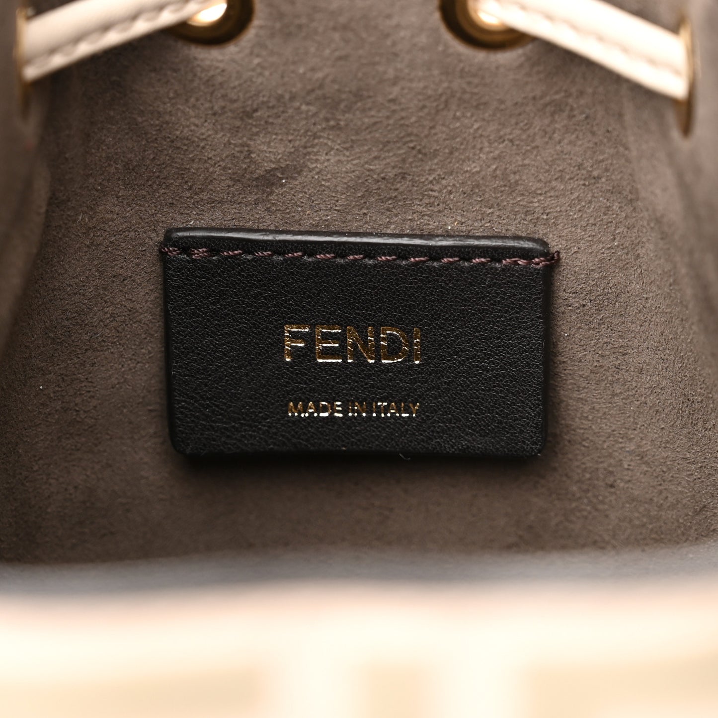 Vitello Liberty F is Fendi Bi-Color FF 1974 Embossed Mini Mon Tresor Bucket Bag Camelia Mandorlo