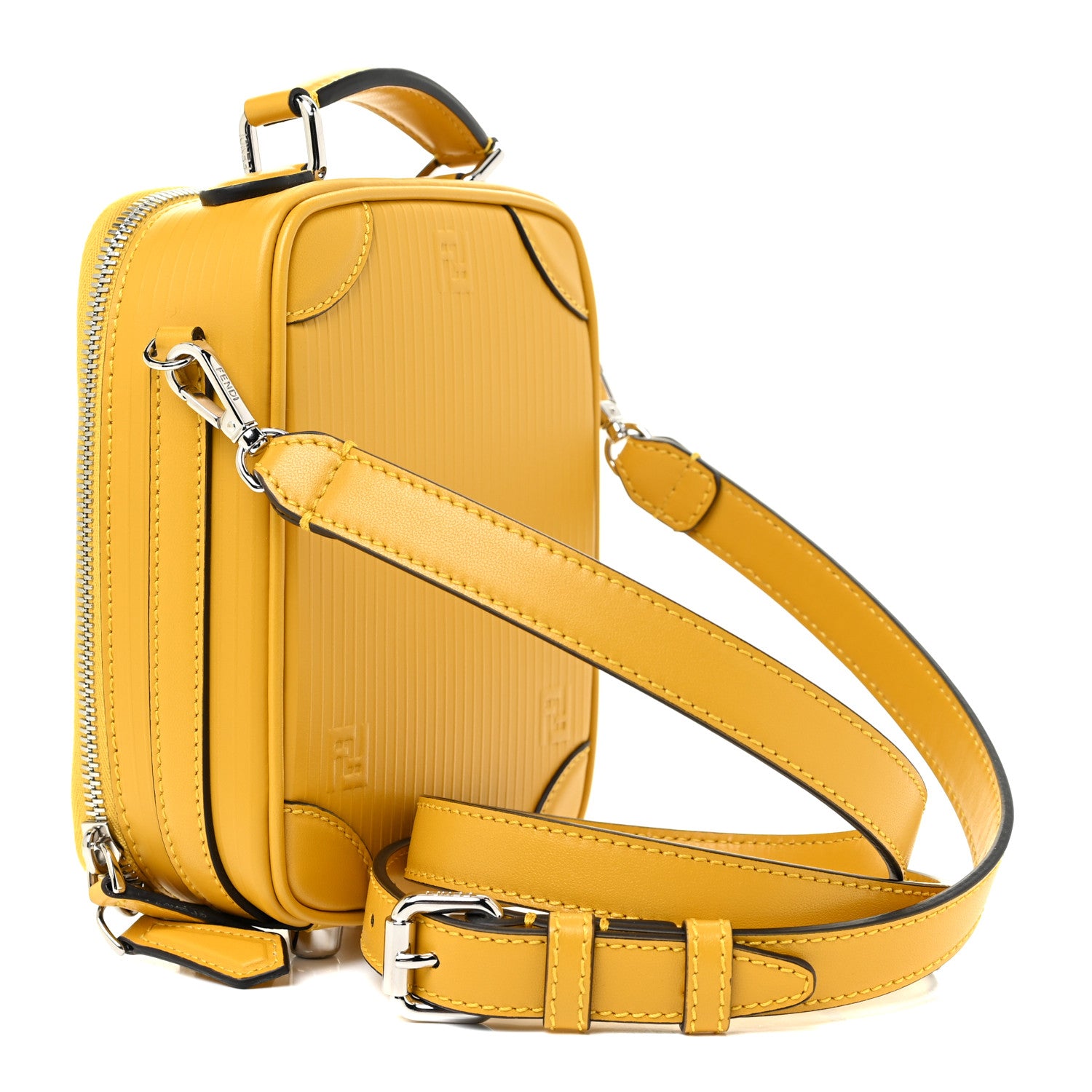 Fendi Vitello Astro Rubber Effect Mini Trolley Bag Sunflower 2 of 9