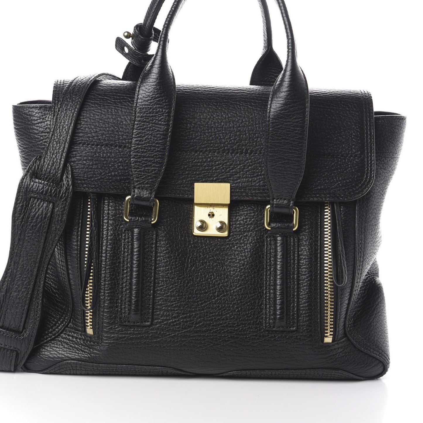 3.1 Textured Calfskin Medium Pashli Satchel Black