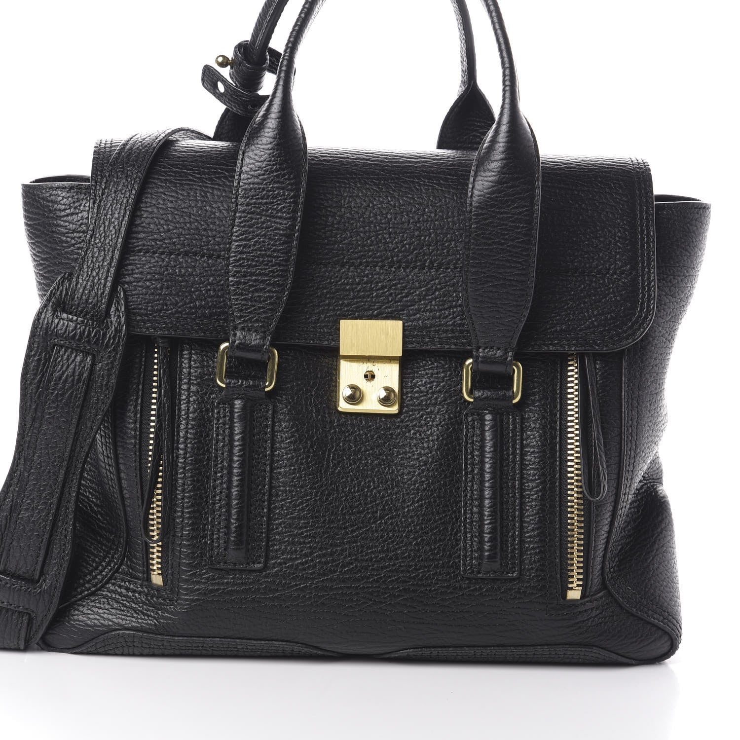 3.1 Phillip Lim 3.1 Textured Calfskin Medium Pashli Satchel Black 8 of 10