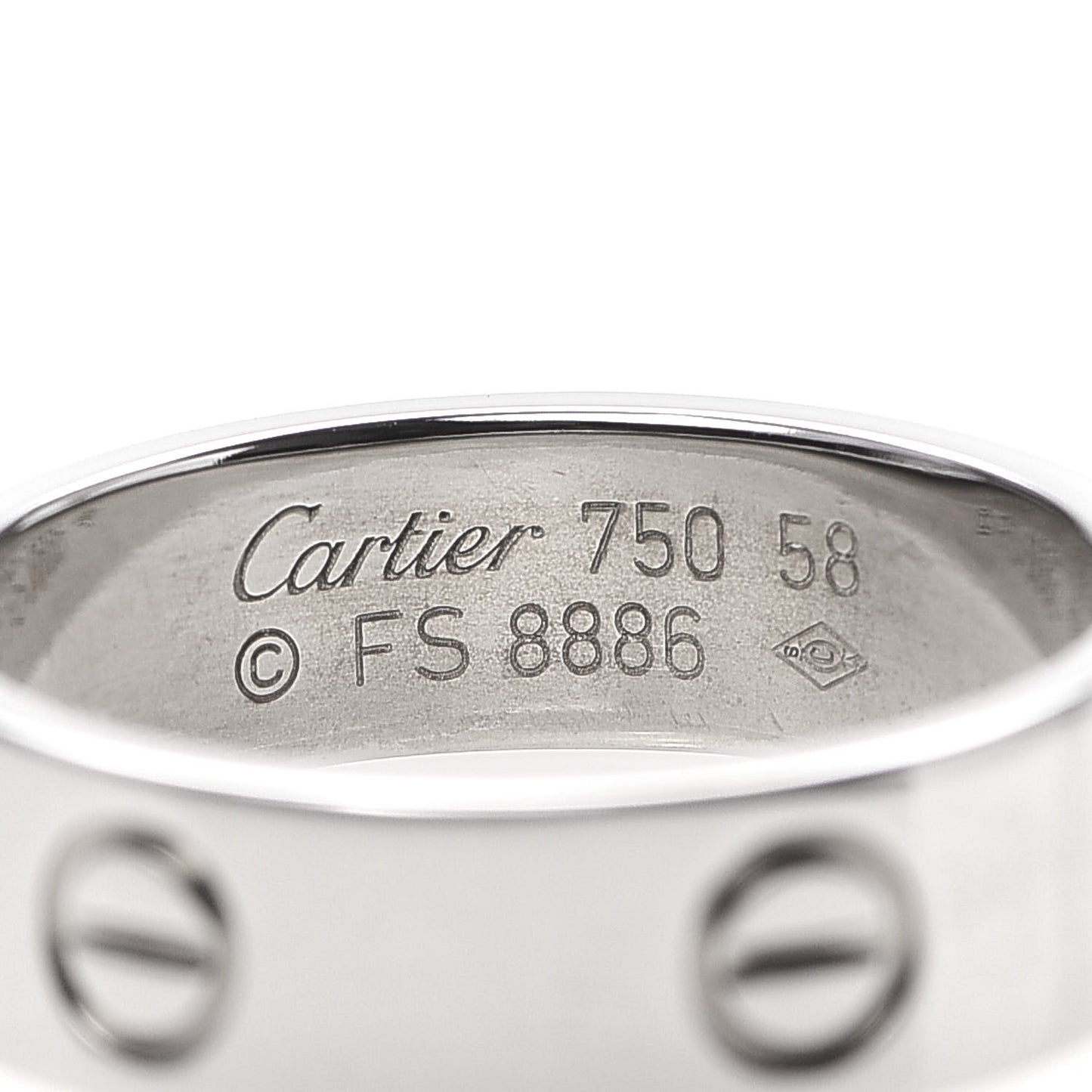 18K White Gold 5.5mm LOVE Ring 58 8.25