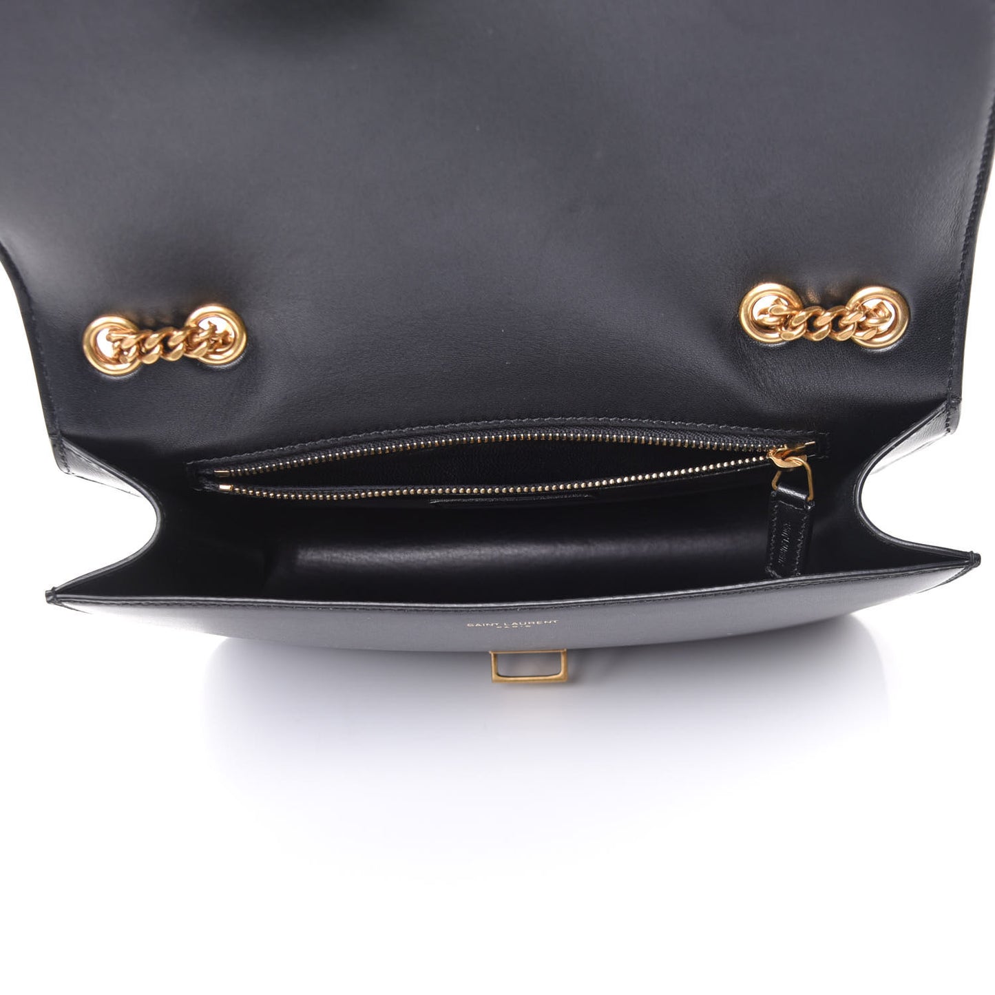 Box Calfskin Tuc Chain Shoulder Bag Black