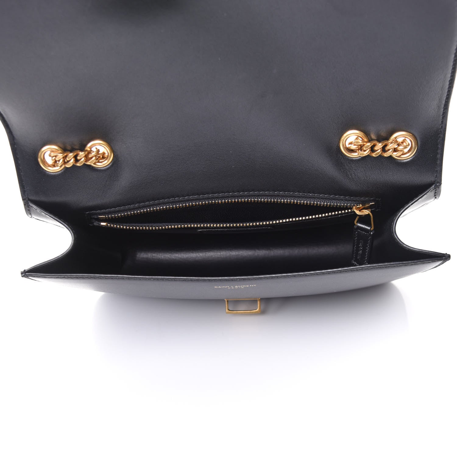 Saint Laurent Box Calfskin Tuc Chain Shoulder Bag Black 5 of 6