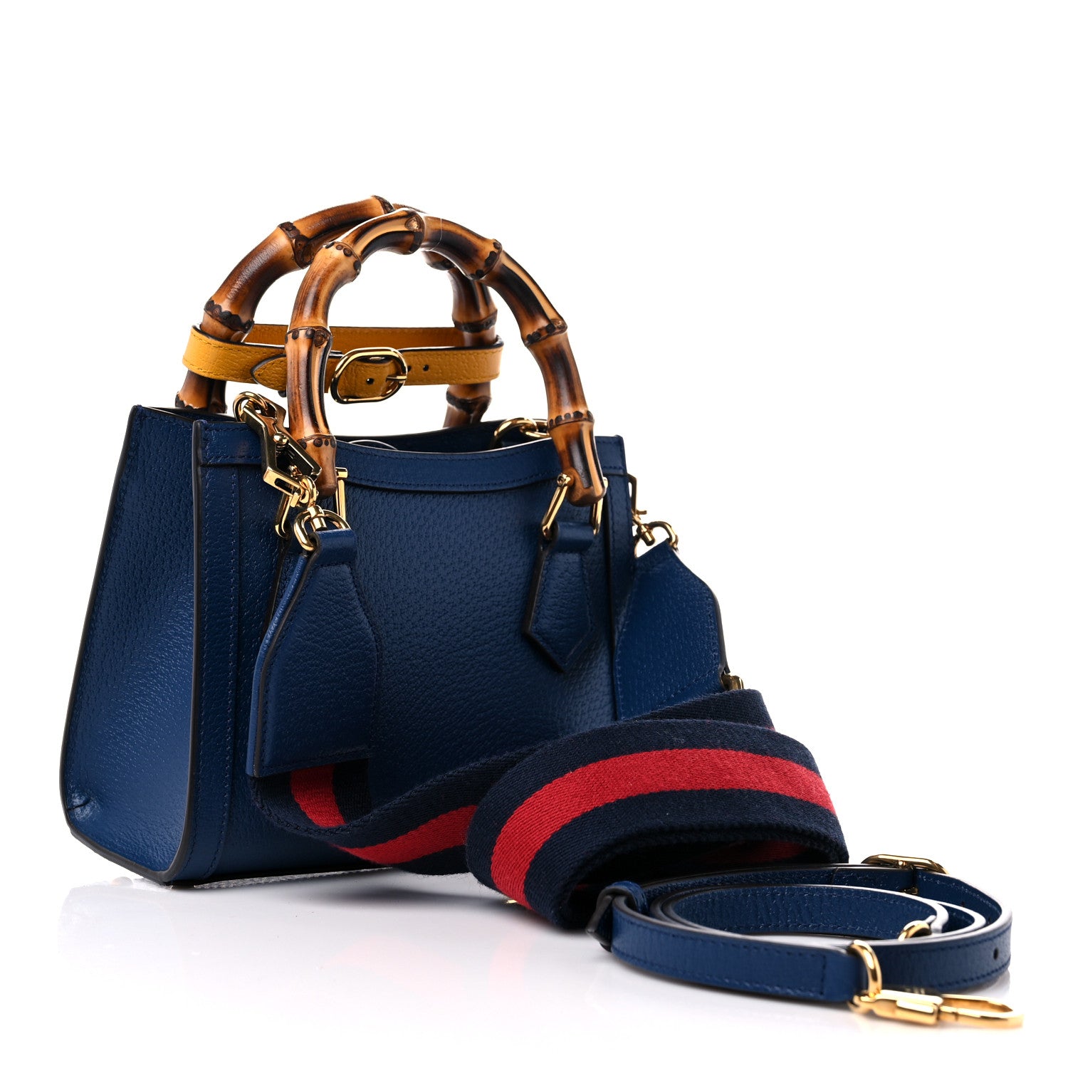 Gucci Textured Dollar Calfskin Web Mini Diana Tote Bag Royal Crop 3 of 9