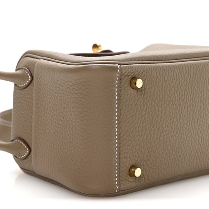 Hermes Taurillon Clemence Mini Lindy 20 Etoupe 9 of 11