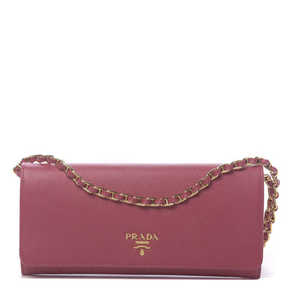 Prada Saffiano Metal Oro Chain Wallet Peonia 1 of 11