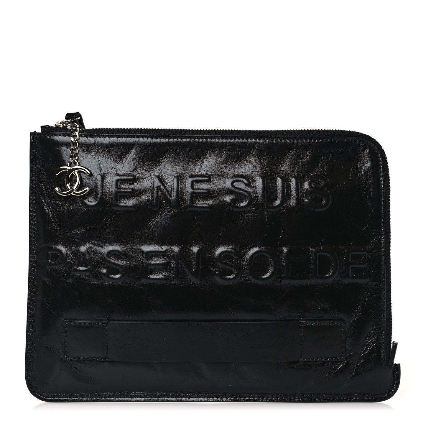 Calfskin Medium Je Ne Suis Pas En Solde Pouch Clutch Black