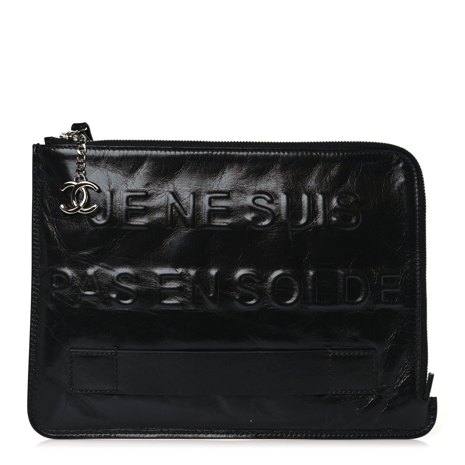Chanel Calfskin Medium Je Ne Suis Pas En Solde Pouch Clutch Black 1 of 7