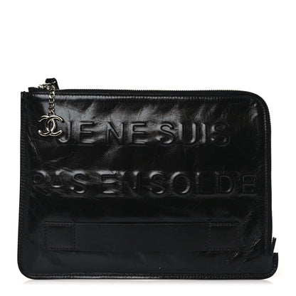 Chanel Calfskin Medium Je Ne Suis Pas En Solde Pouch Clutch Black 1 of 7