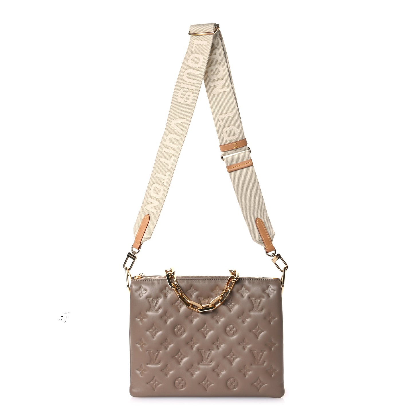 Lambskin Embossed Monogram Coussin PM Taupe