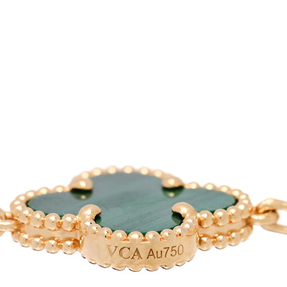 Van Cleef & Arpels 18K Yellow Gold Malachite 5 Motifs Vintage Alhambra Bracelet 3 of 4