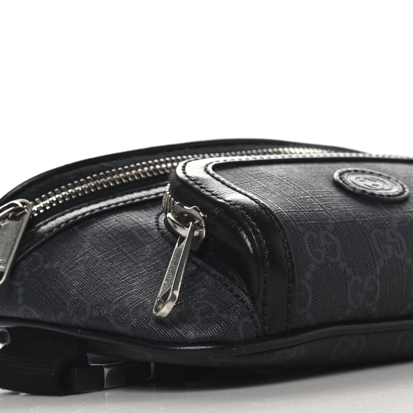 GG Supreme Monogram Textured Calfskin Retro Interlocking G Belt Bag Black