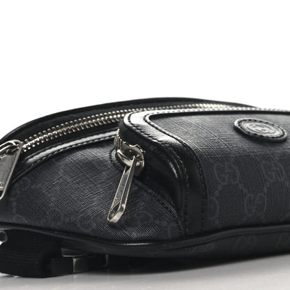 Gucci GG Supreme Monogram Textured Calfskin Retro Interlocking G Belt Bag Black 9 of 11