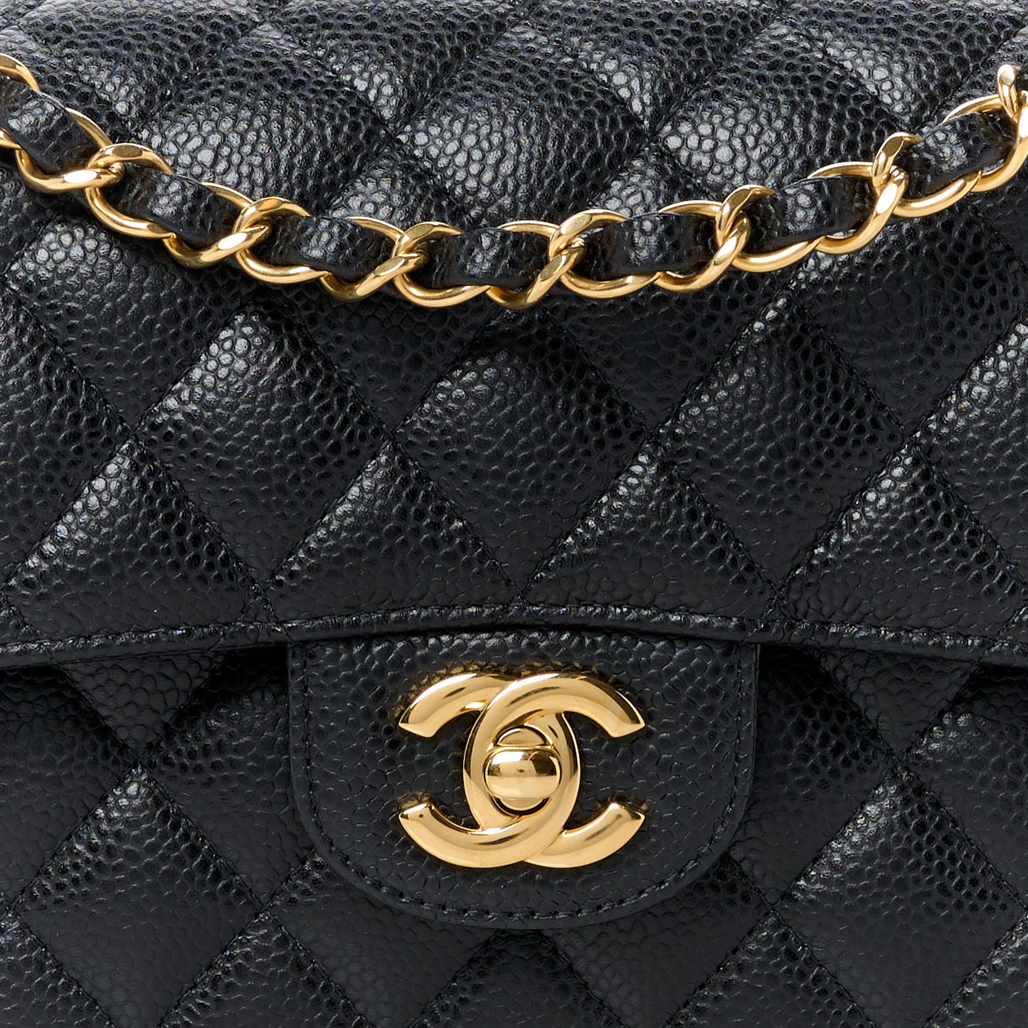 Caviar Quilted Small Double Flap Black