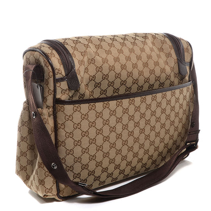 Gucci Monogram Natural Pigskin Large Diaper Bag Beige Ebony Cocoa Dark Chocolate 2 of 12