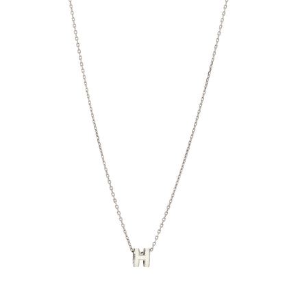 Hermes Lacquered Palladium Mini Pop H Pendant Necklace White 1 of 5