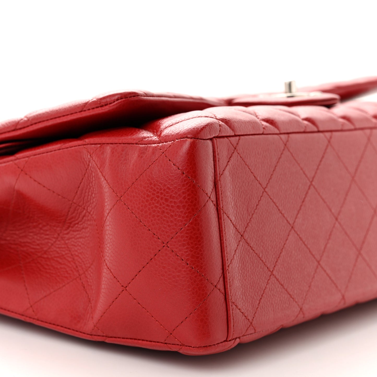Caviar Quilted Maxi Double Flap Dark Red