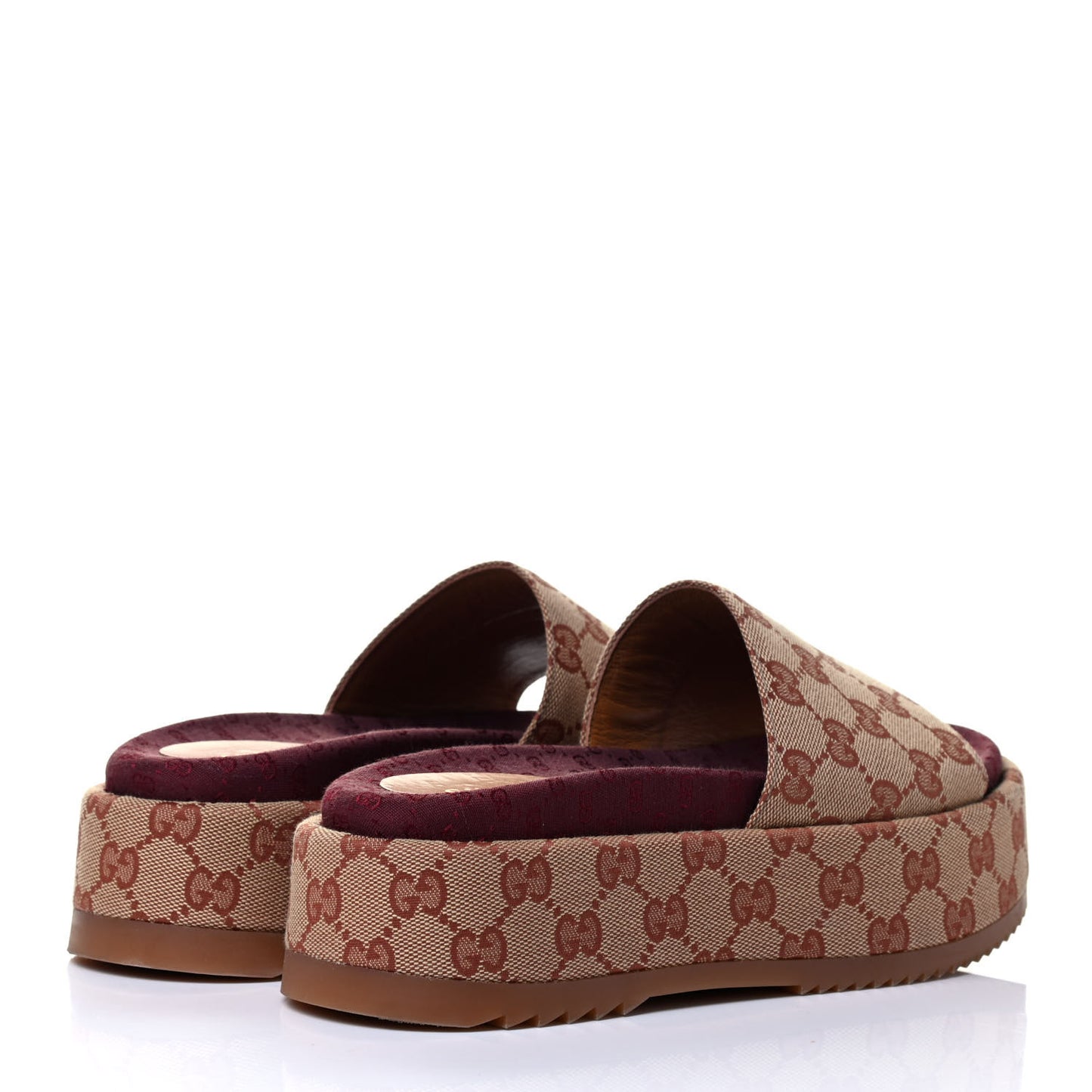 Canvas GG Monogram Angelina Platform Slide Sandals 37.5 Beige Ruggine