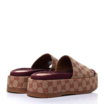 Gucci Canvas GG Monogram Angelina Platform Slide Sandals 37.5 Beige Ruggine 6 of 8