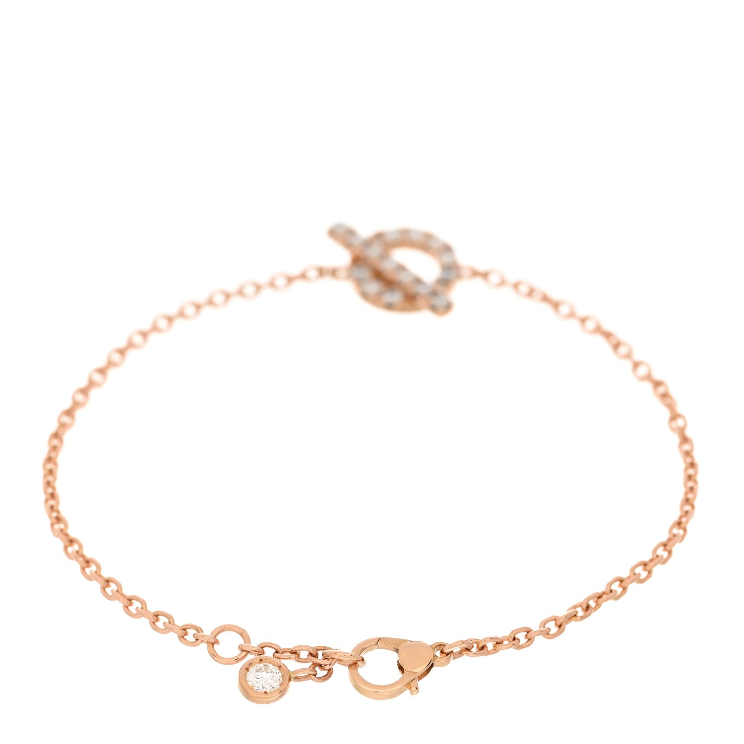 Hermes 18K Rose Gold Diamond Finesse Bracelet SH 2 of 4