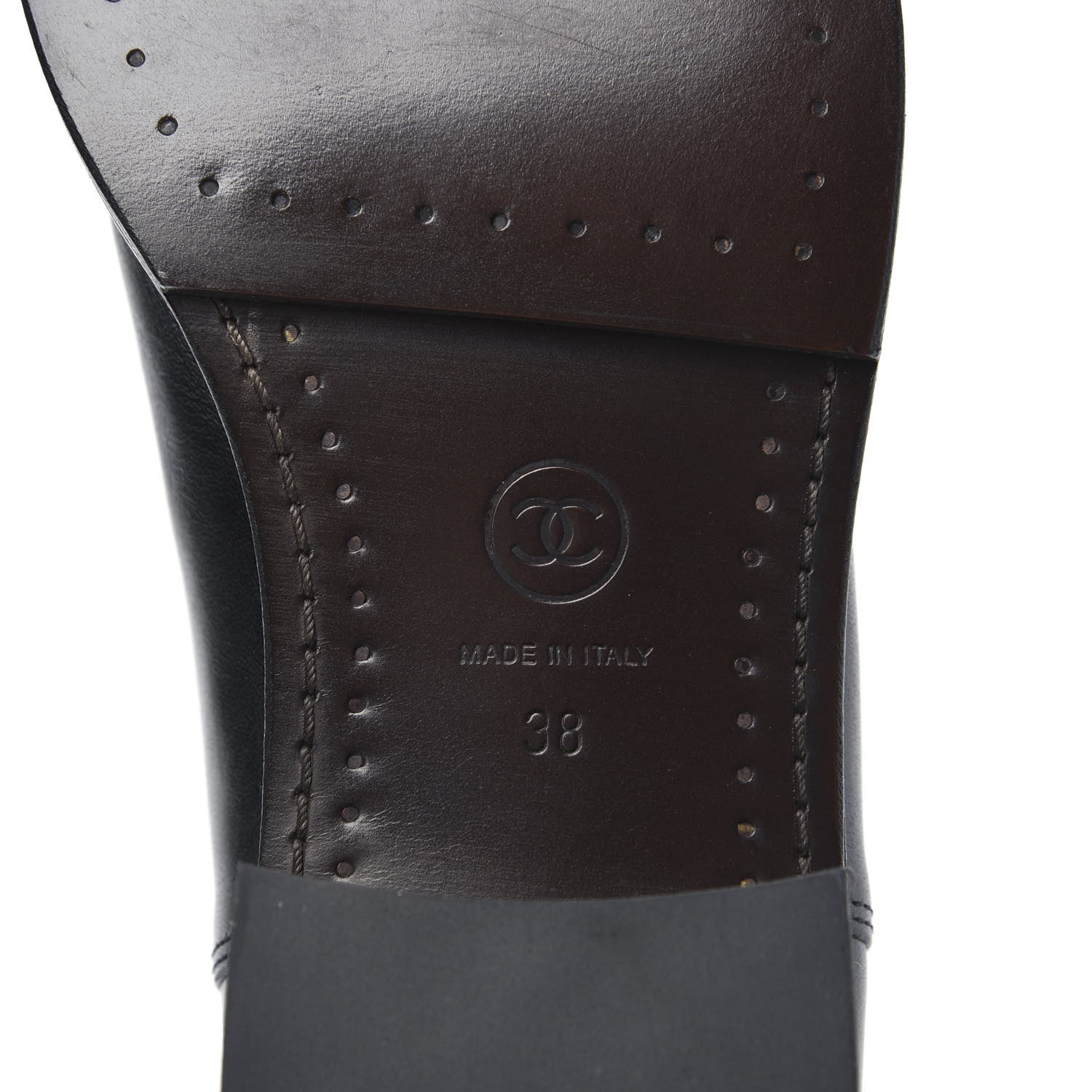Chanel Aged Glazed Calfskin Grosgrain Knee High CC Boots 38 Black 6 of 8