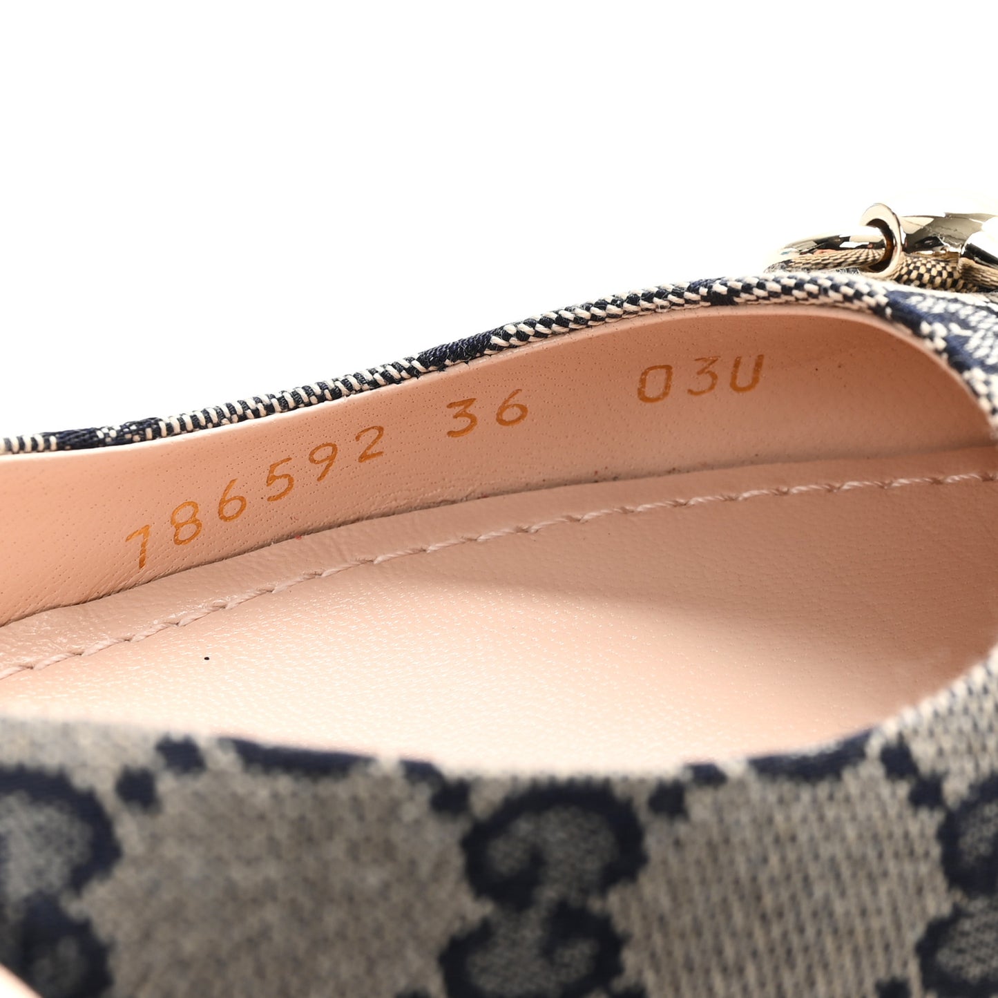 Monogram Horsebit Womens Slingback Ballet Flat 36 Beige Blue