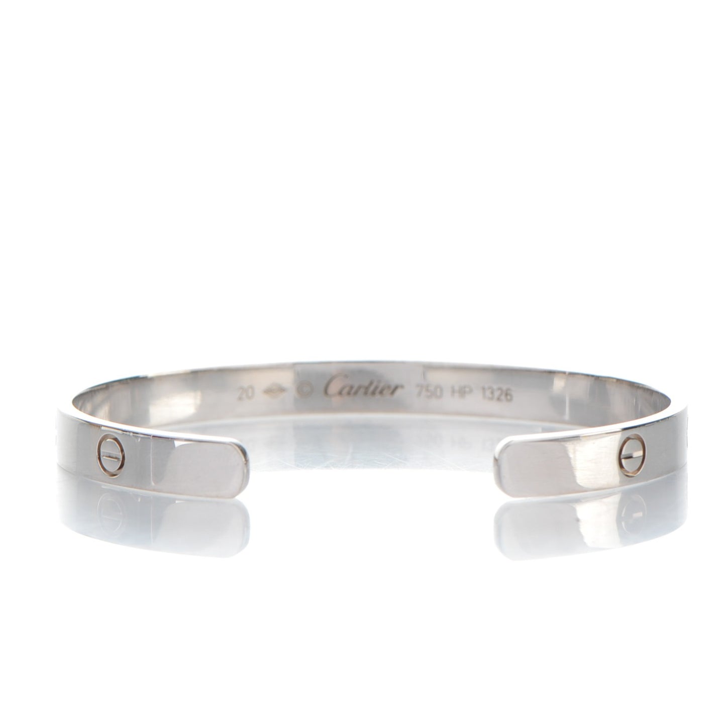 18K White Gold LOVE Cuff Bracelet 20