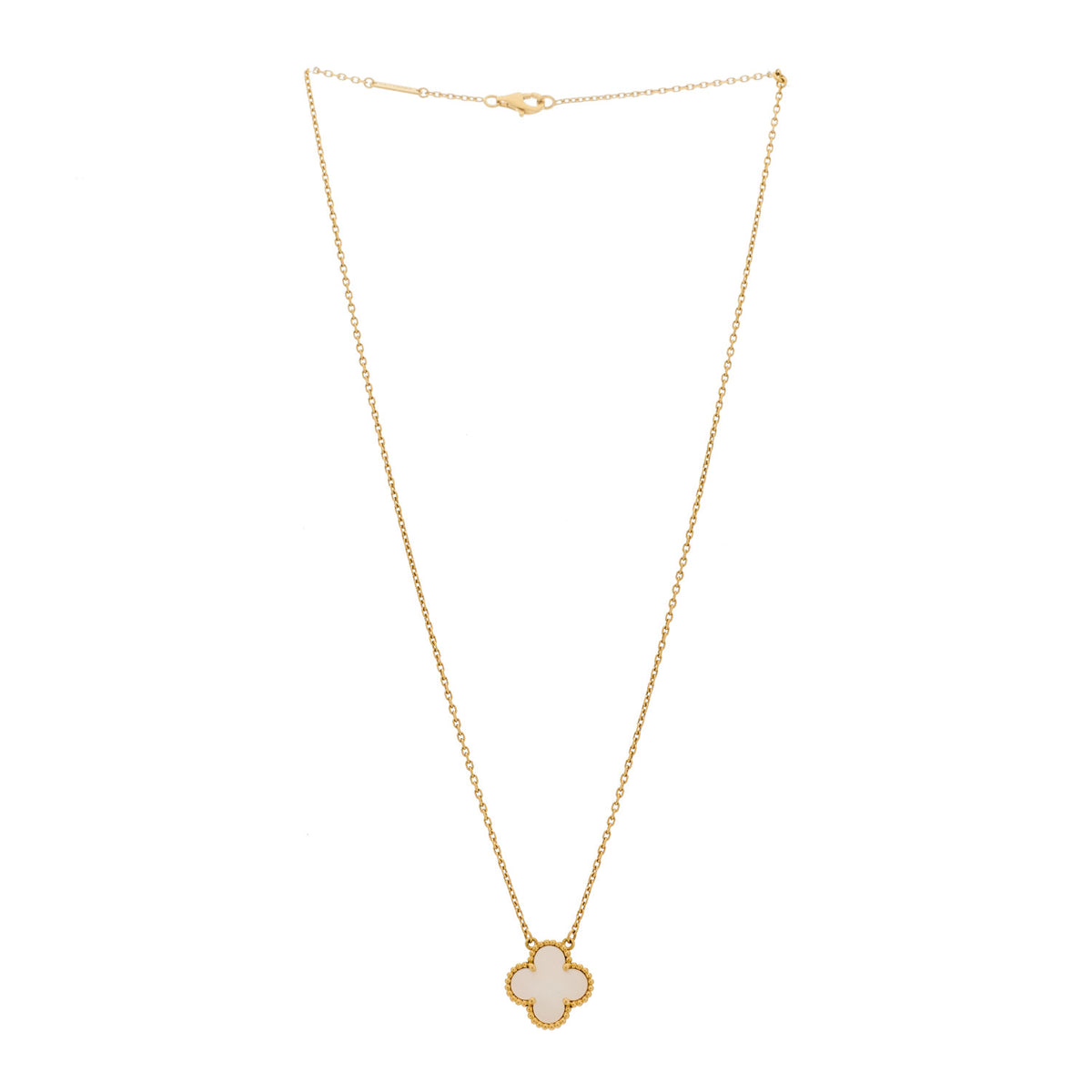 18K Yellow Gold Mother of Pearl Vintage Alhambra Pendant Necklace