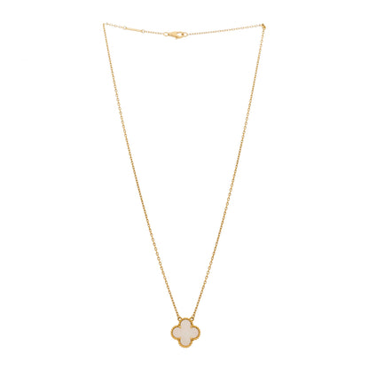 Van Cleef & Arpels 18K Yellow Gold Mother of Pearl Vintage Alhambra Pendant Necklace 3 of 5