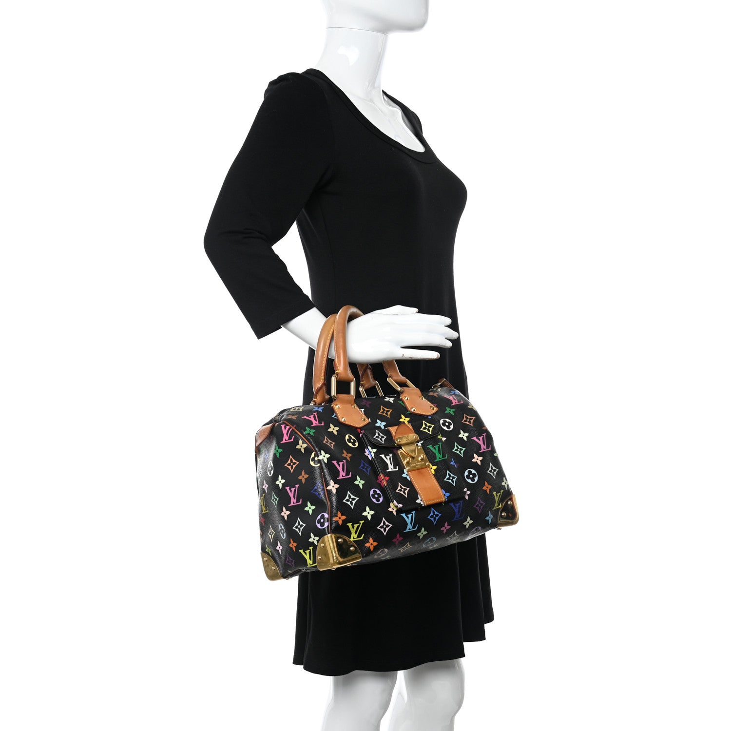 Louis Vuitton Monogram Multicolor Speedy 30 Black 2 of 9