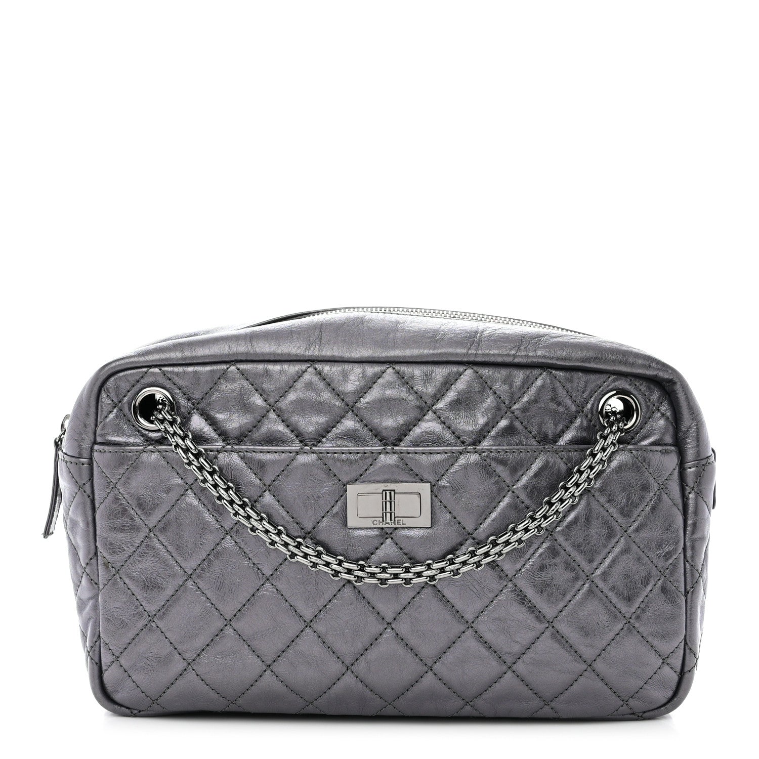 Chanel Metallic Aged Calfskin Quilted Medium Reissue Camera Case Dark Silver 1 of 10