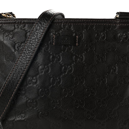 Gucci Guccissima Small Flat Messenger Bag Dark Brown 8 of 10