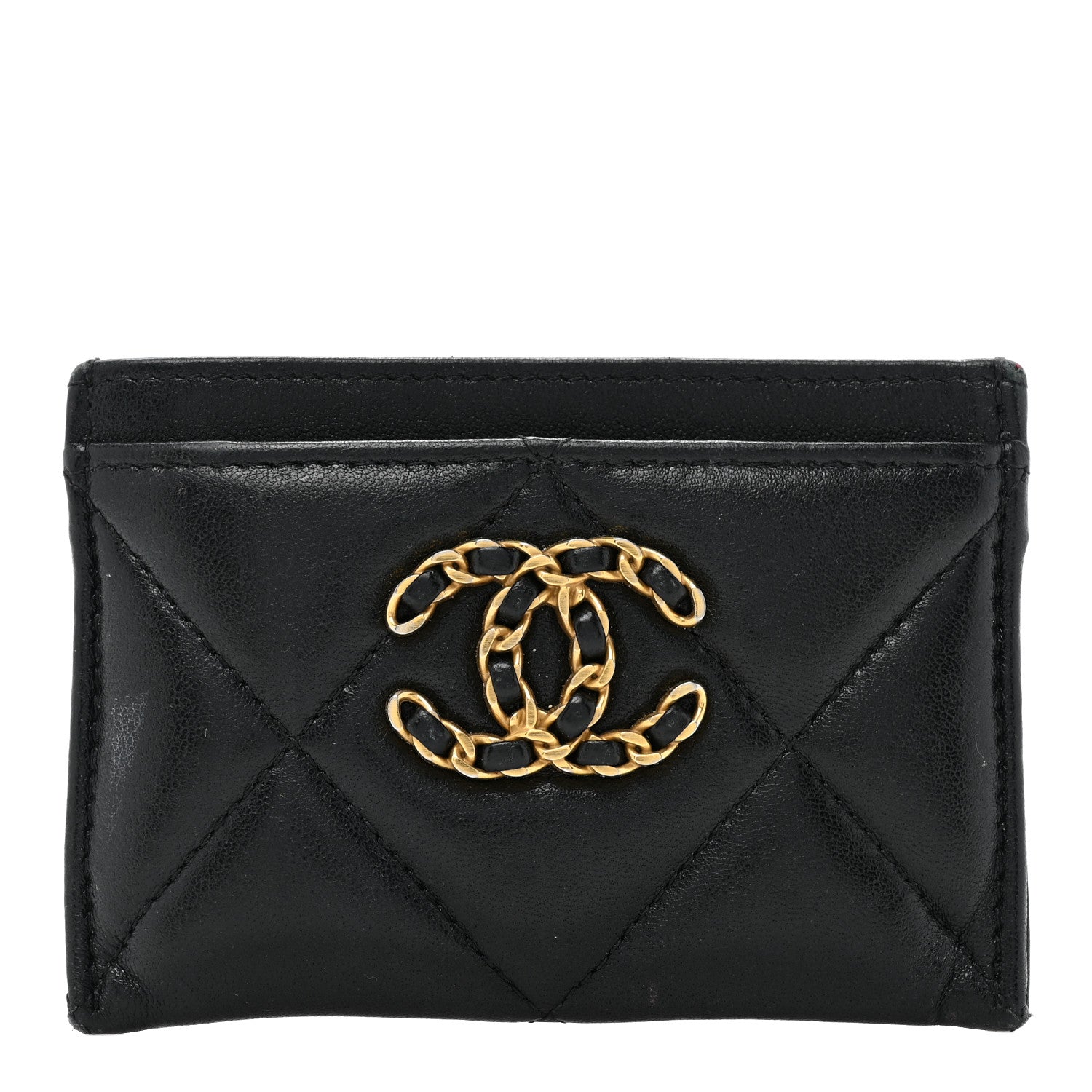 Chanel Lambskin Quilted Chanel 19 Card Holder Black 1 of 14