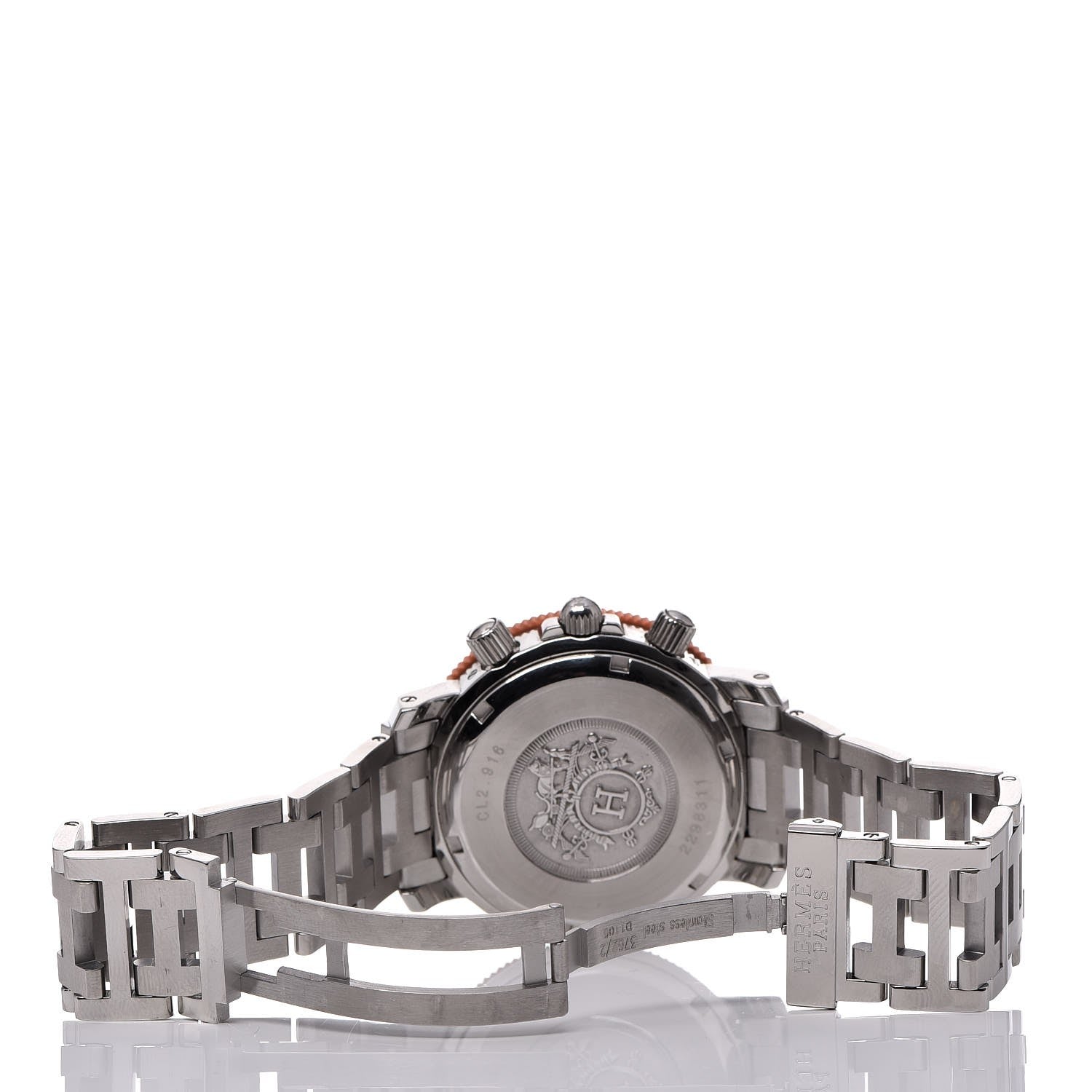Hermes Stainless Steel 39mm Clipper Chronograph Quartz Watch Orange 7 of 9