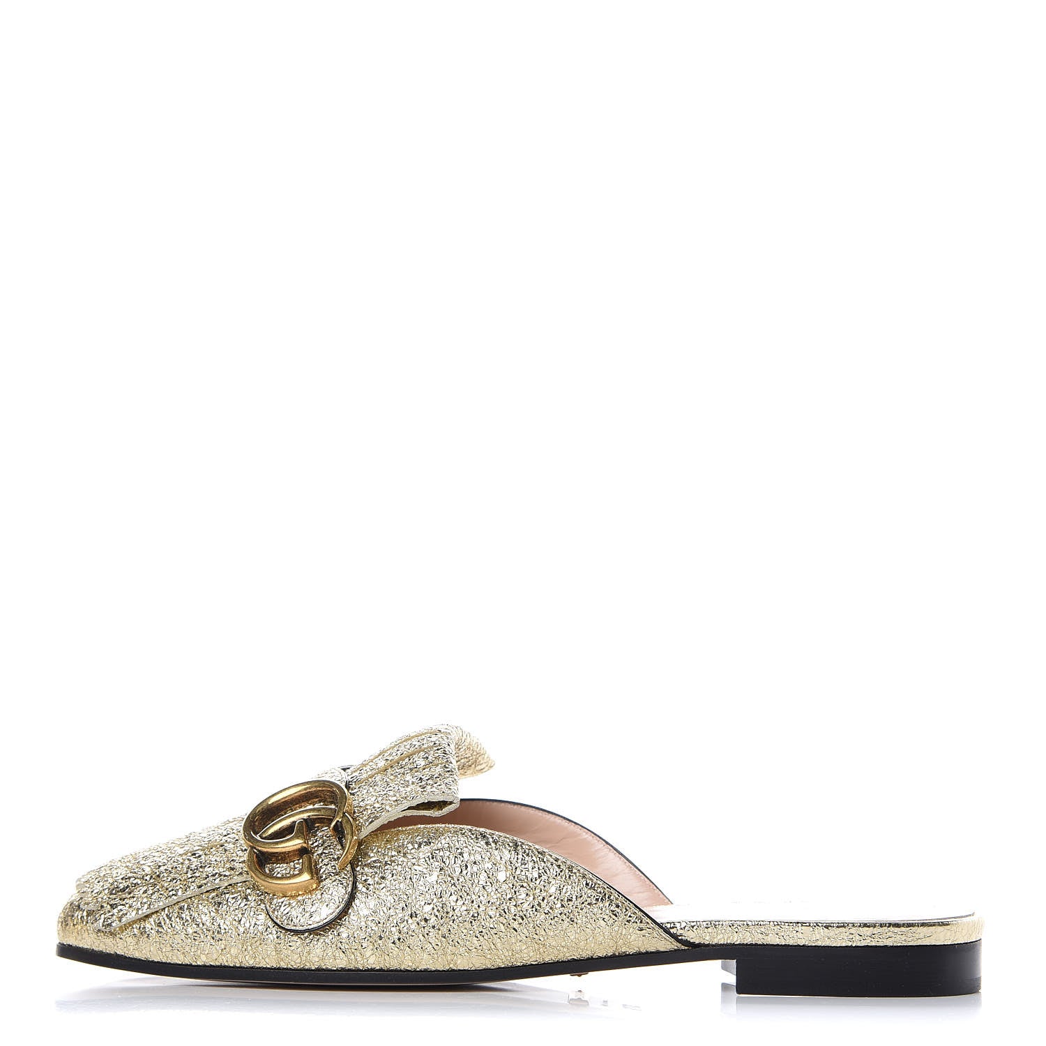Gucci Galassia Womens GG Marmont Fringe Slippers 37.5 Platino 1 of 11