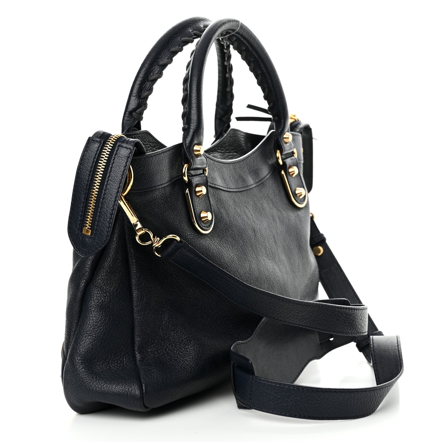 Chevre Gold Metallic Edge Hardware Town Bleu Nuit Dark Sea