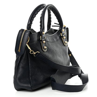 Balenciaga Chevre Gold Metallic Edge Hardware Town Bleu Nuit Dark Sea 4 of 14