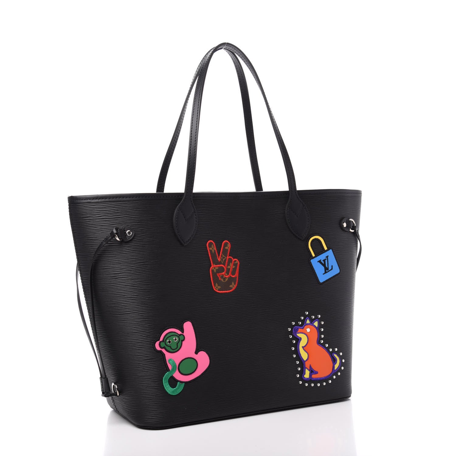 Louis Vuitton Epi Stickers Neverfull MM Black 4 of 13