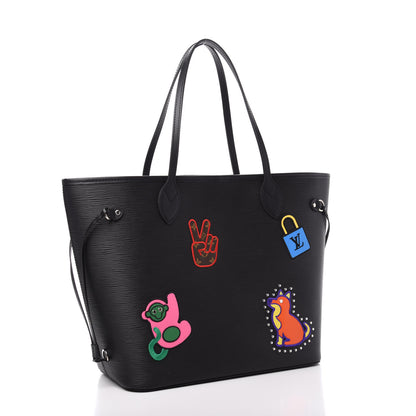 Louis Vuitton Epi Stickers Neverfull MM Black 4 of 13