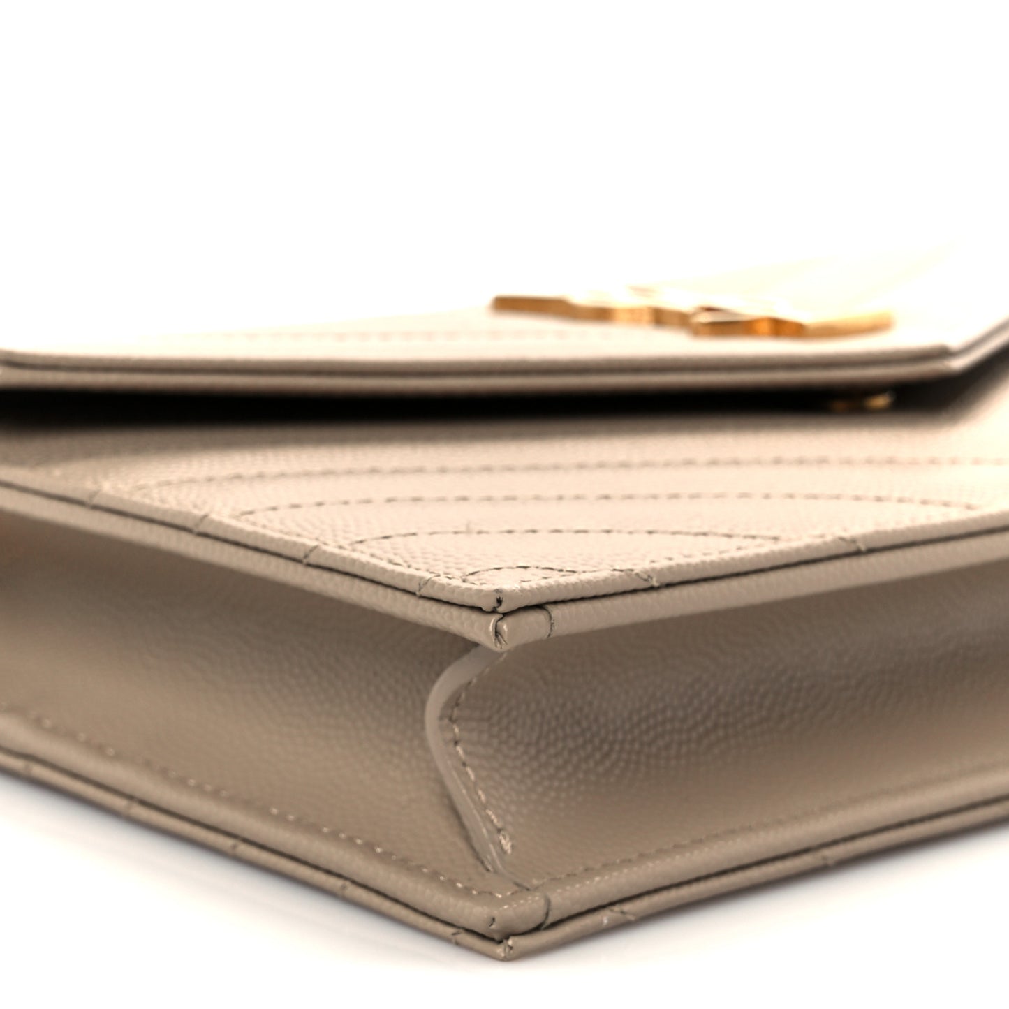 Grain De Poudre Matelasse Chevron Monogram Envelope Chain Wallet Dark Beige