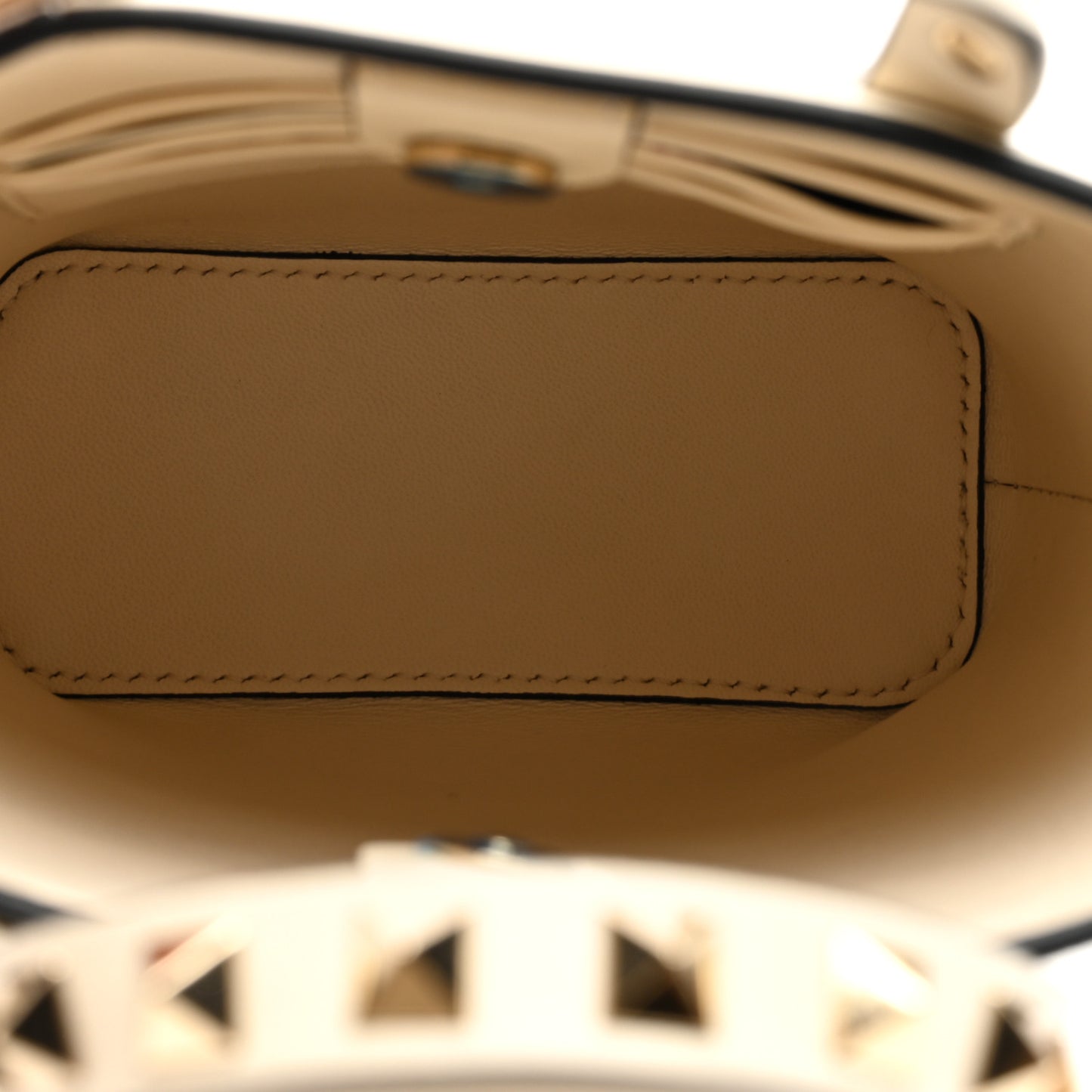 Pebbled Calfskin Rockstud North South Crossbody Bag Light Ivory