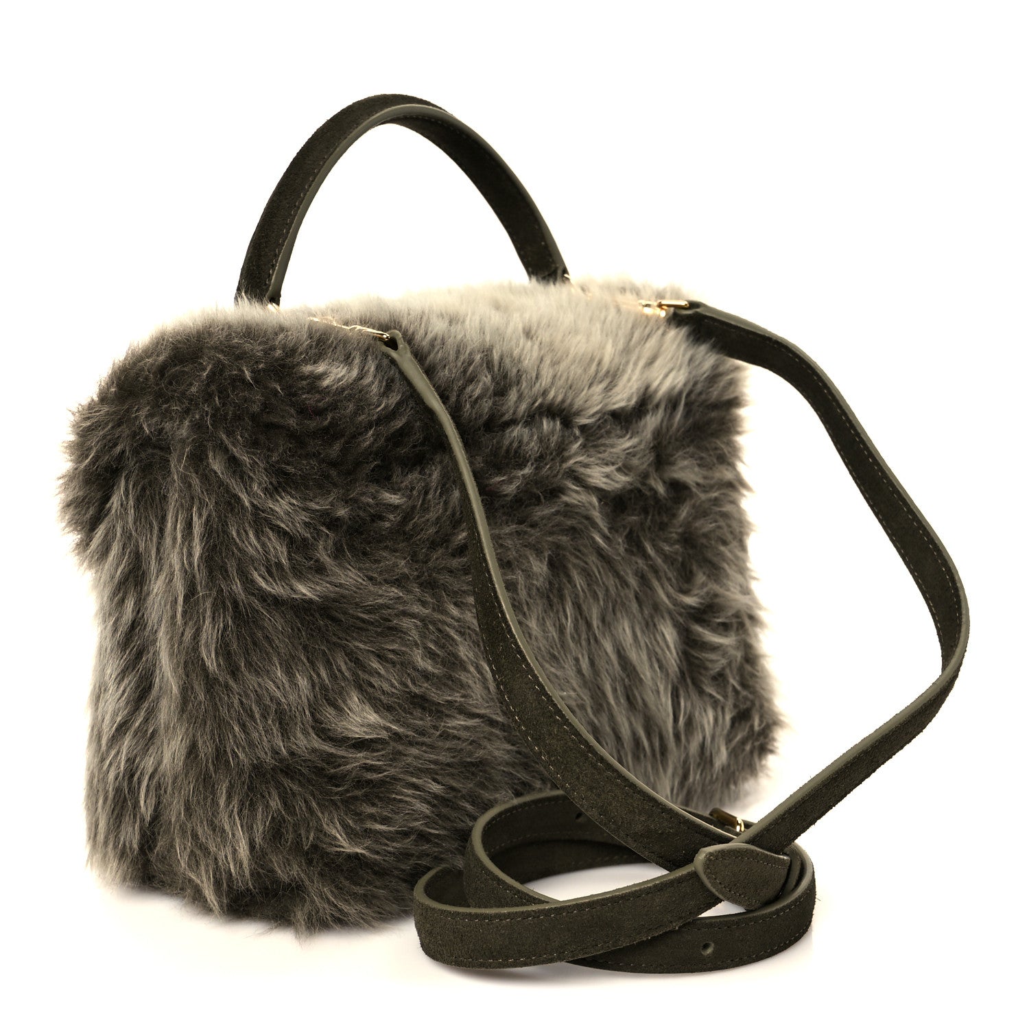 Celine Shearling Suede Calfskin Teen Nino Golden Khaki 3 of 10