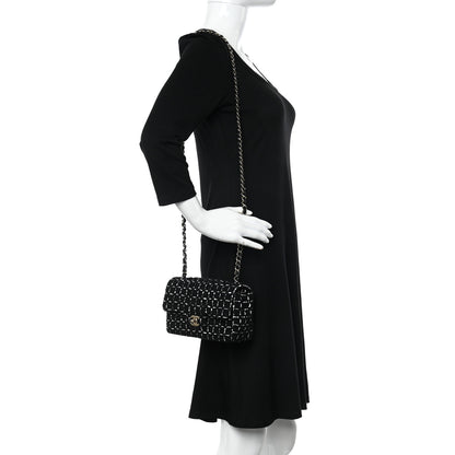 Chanel Tweed Quilted Mini Rectangular Flap Black White 2 of 10