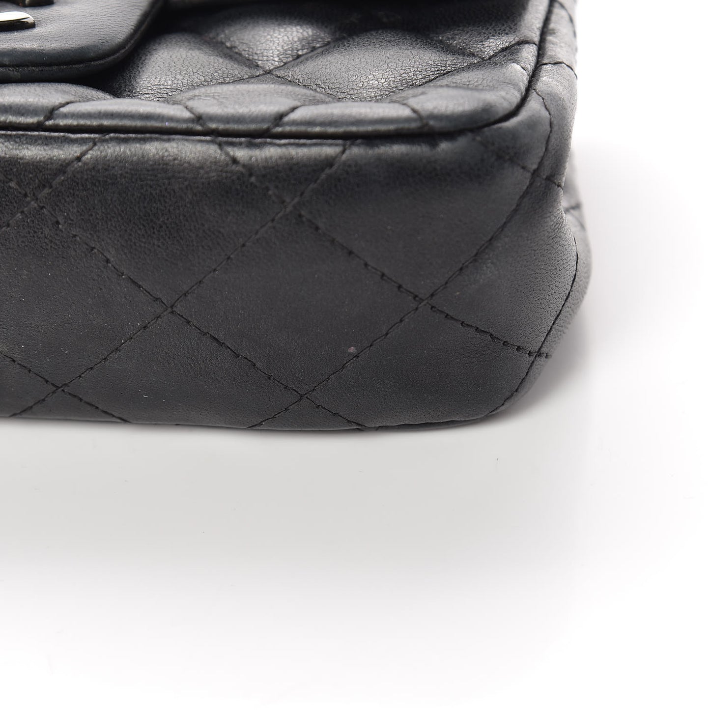 Lambskin Quilted Extra Mini Rectangular Flap Black
